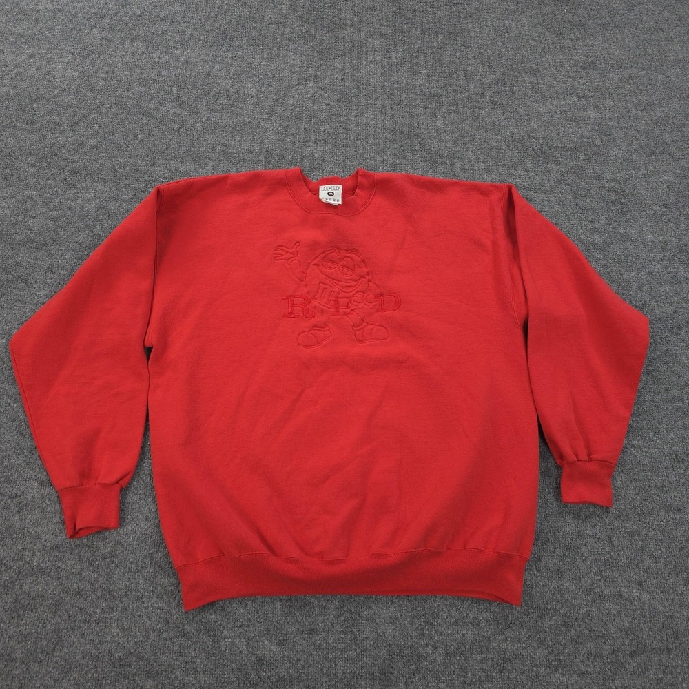 Vintage M&M's Sweatshirt Mens XL Red Candy Fleece Crewneck Pullover 90s USA‎